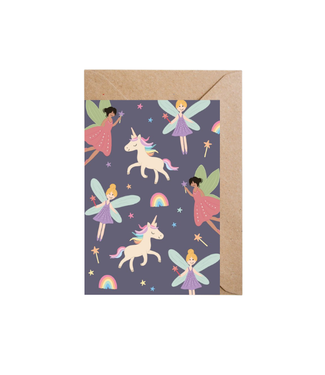 Piraten & Prinsessen A6 enkele Kaart met envelop - Feeën en unicorns