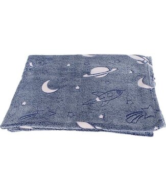 Piraten & Prinsessen Glow in the Dark Deken Space fleece blauw