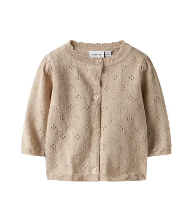Name it baby NBFROLIA LS KNIT VEST  13249141 Cement