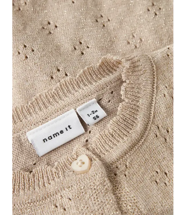 Name it baby NBFROLIA LS KNIT VEST  13249141 Cement