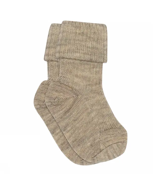 mp Denmark Wool Rib baby socks - 489 - Light brown melange