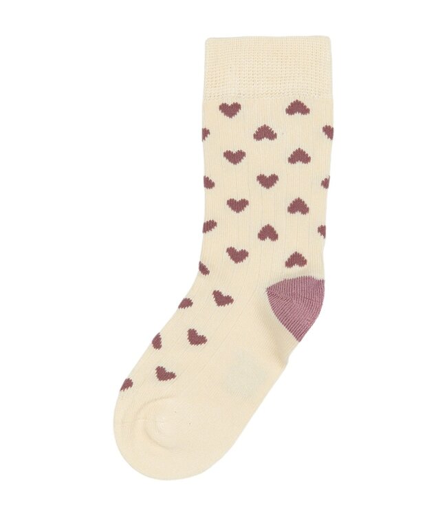 Sokken heart off white / pale pink