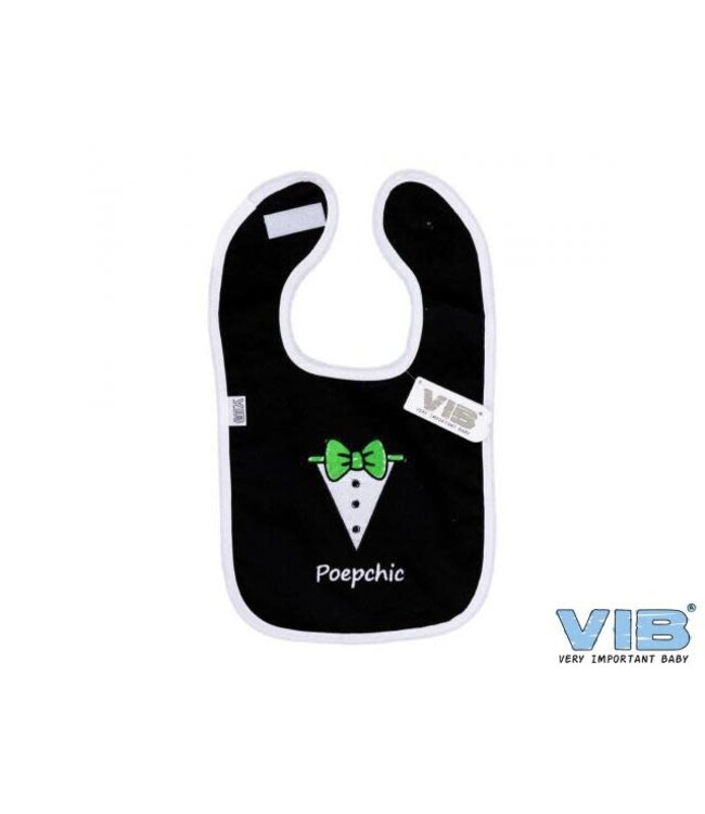 VIB Slabbetje Poepchic met strikje Zwart-Wit