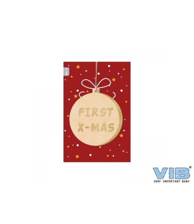VIB Wenskaartmet Houten Hanger - kerstbal First x-mas