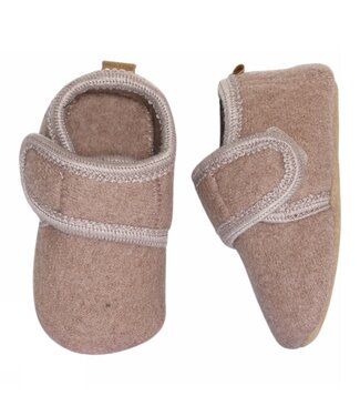 Melton Classic Wol slofjes rose met zool van Suede
