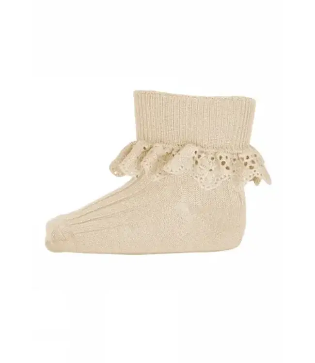 mp Denmark Wool Rib baby socks - 4109 - Ecru wol