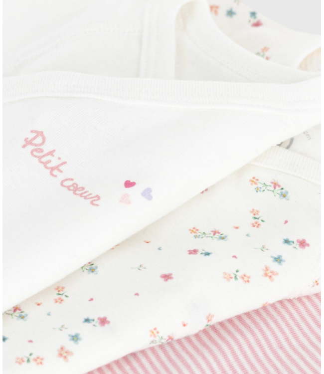Petit Bateau Set 3 babyrompertjes katoen print en korte mouw