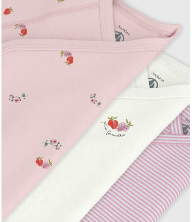 Petit Bateau 3 katoenen babyoverslagrompertjes fruitprint  korte mouw