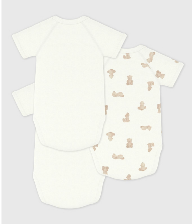 Petit Bateau 3 overslag ROMPERTJES korte mouw a0f9x BEER