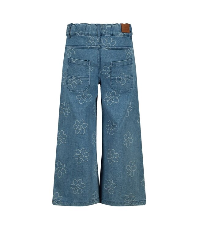 Jubel 92200500 Jeans wide leg AOP - Rolling into Spring L.blauw denim