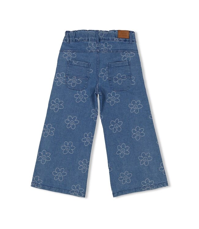 Jubel 92200500 Jeans wide leg AOP - Rolling into Spring L.blauw denim