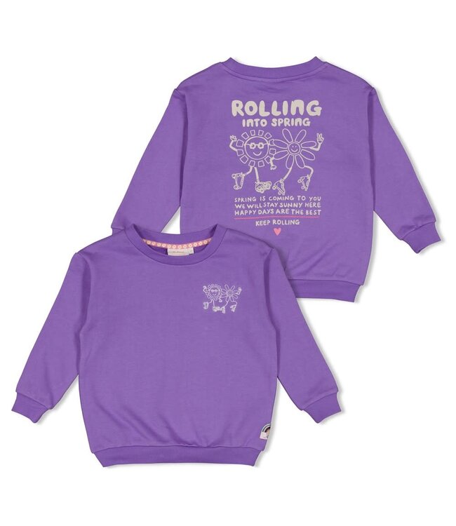 Jubel 91600458 Sweater met backprint - Rolling into Spring Paars