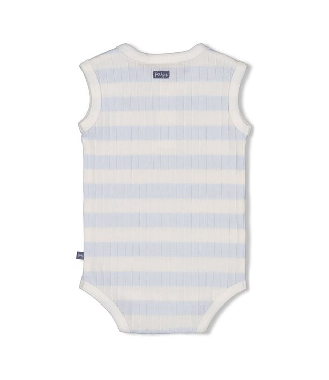 Feetje 50200257 Romper rib met streep k/m - Blue Ocean Blauw