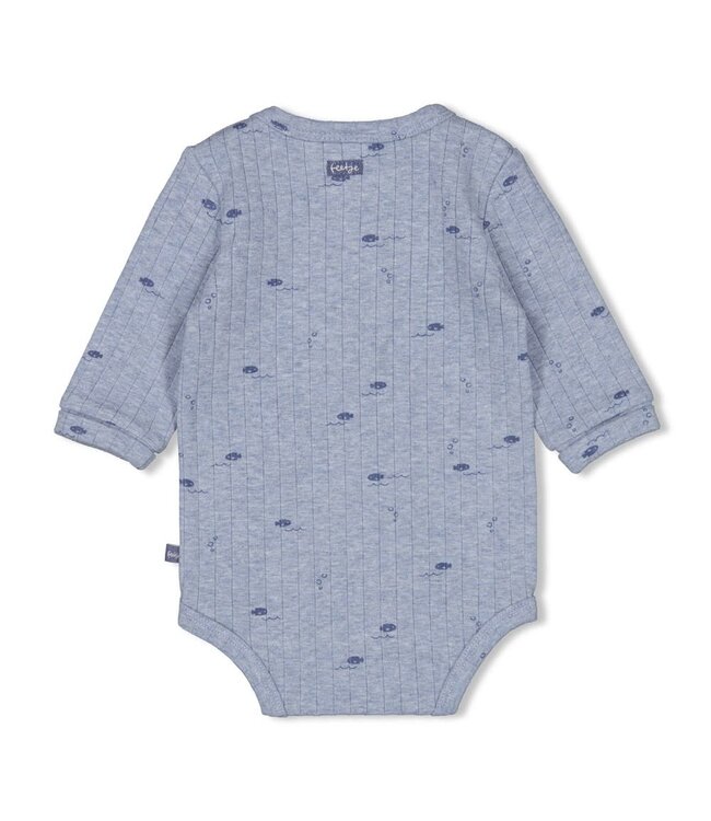 Feetje 50200258 Romper rib AOP - Blue Ocean Blauw melange