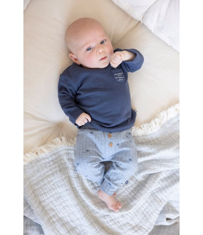 Feetje 52202495 Broek rib AOP - Blue Ocean