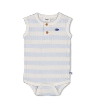 Feetje 50200257 Romper rib met streep k/m - Blue Ocean