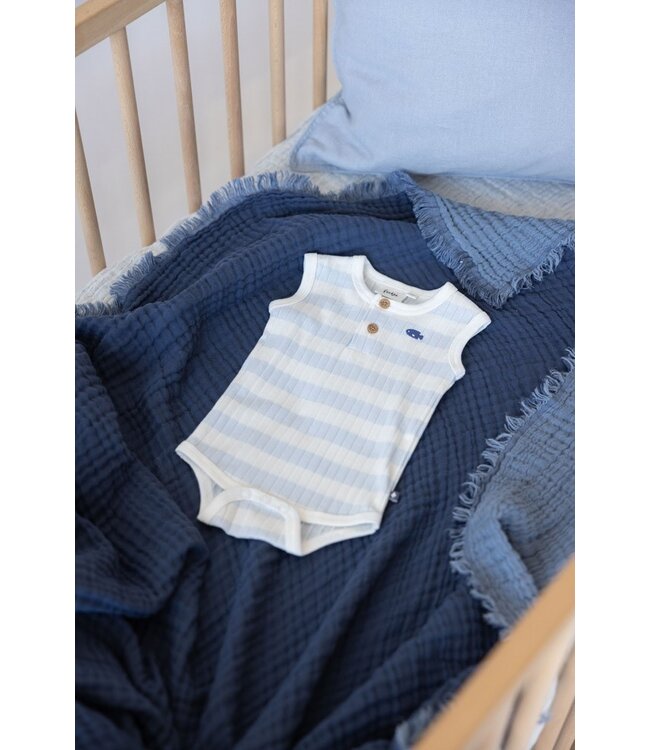 Feetje 50200257 Romper rib met streep k/m - Blue Ocean