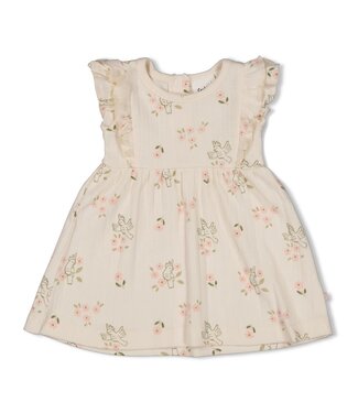 Feetje 51400572 Jurk pointelle rib AOP k/m - Let Your Dreams Blossom Offwhite