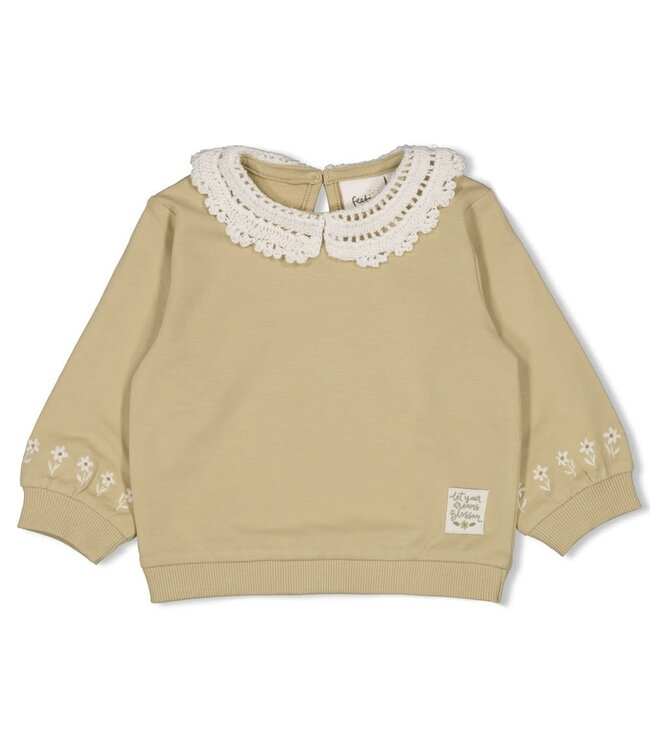 Feetje 51602702 Sweater met kraag relaxed fit - Let Your Dreams Blossom Groen