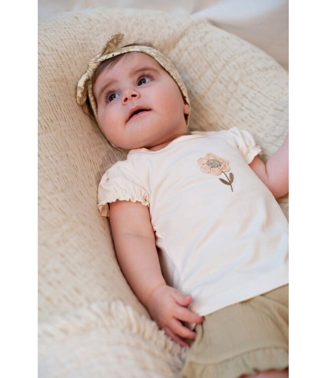 Feetje 51700976 T-shirt met crochet bloem - Let Your Dreams Blossom Offwhite