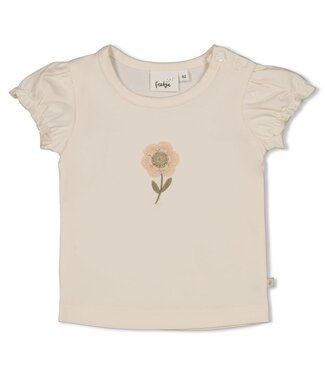 Feetje 51700976 T-shirt met crochet bloem - Let Your Dreams Blossom Offwhite