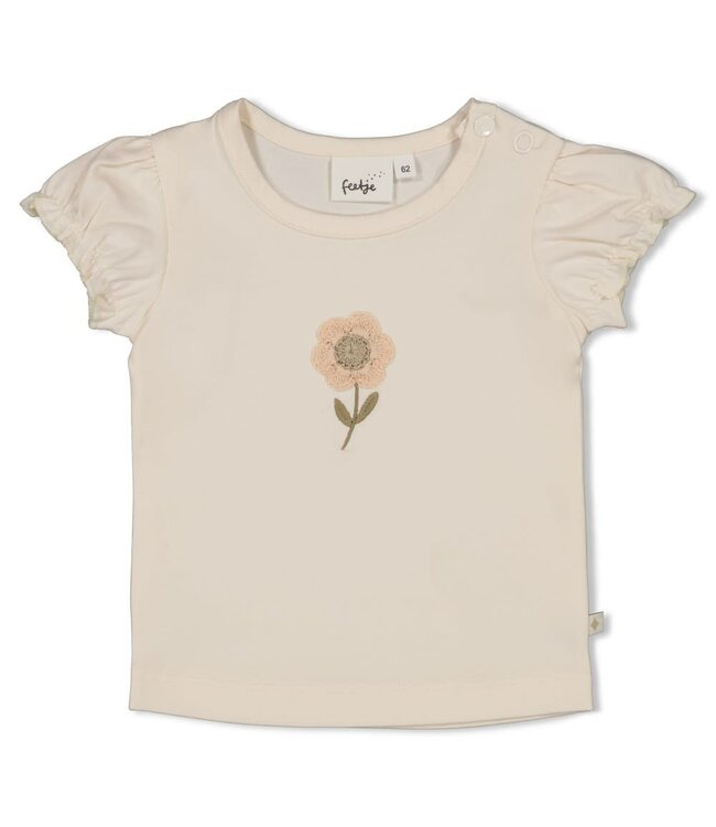 Feetje 51700976 T-shirt met crochet bloem - Let Your Dreams Blossom Offwhite