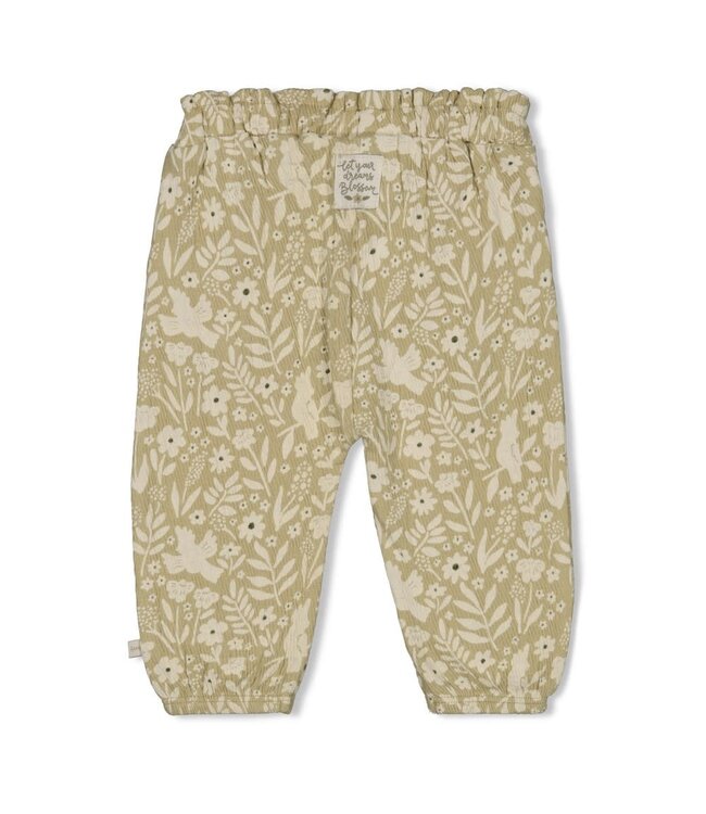 Feetje 52202477 Broek crinkle AOP - Let Your Dreams Blossom Groen