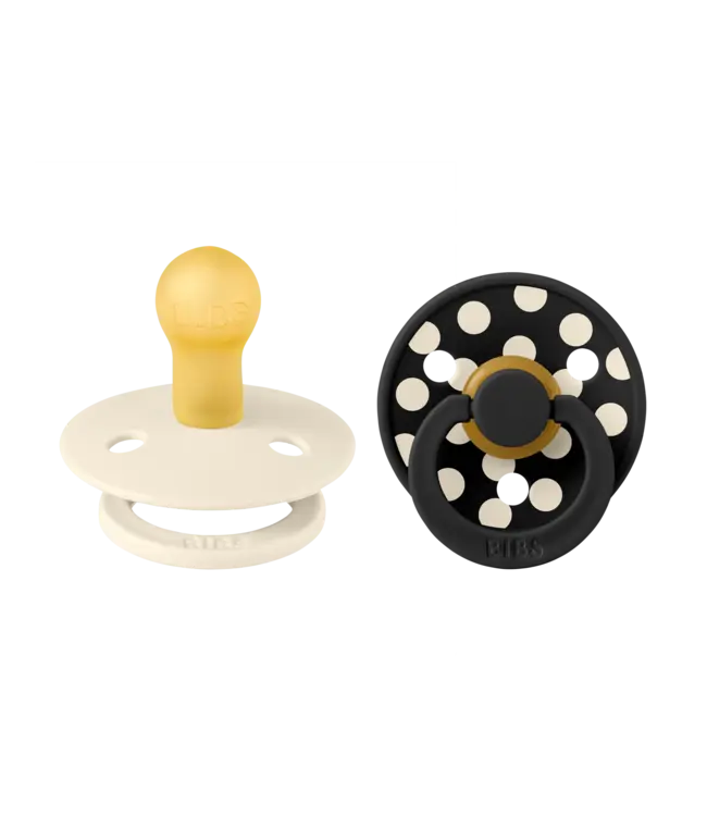 BIBS Pacifier Studio Colour 2 PACK Polka Latex Ivory/Black