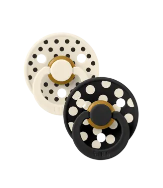 BIBS Pacifier Studio Colour 2 PACK Polka Latex Ivory/Black