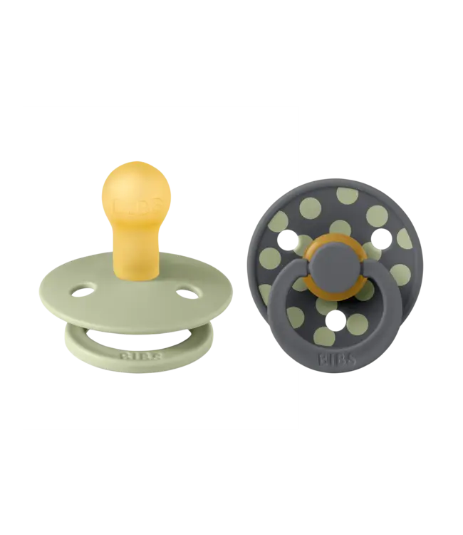 BIBS Pacifier Studio Colour 2 PACK Polka Latex Sage/Iron