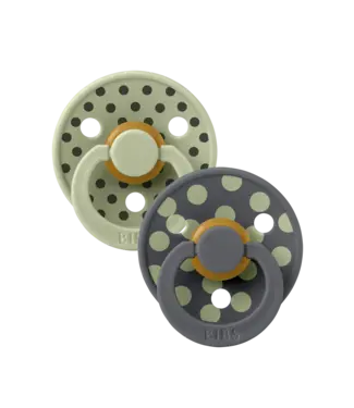 BIBS Pacifier Studio Colour 2 PACK Polka Latex Sage/Iron