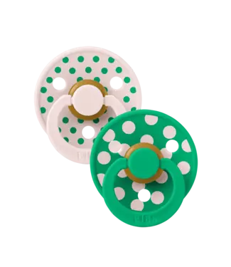 BIBS Pacifier Studio Colour 2 PACK Polka Latex Petal/Cactus