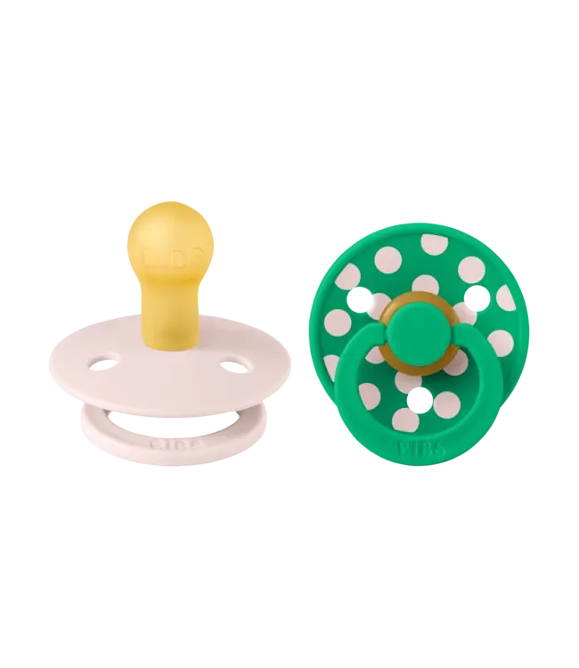 BIBS Pacifier Studio Colour 2 PACK Polka Latex Petal/Cactus