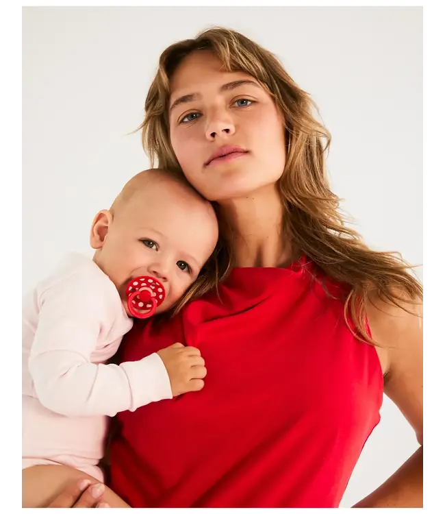 BIBS Pacifier Studio Colour 2 PACK Polka Latex Blossom/Candy Apple