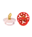 BIBS Pacifier Studio Colour 2 pack Polka Latex Anatomical Blossom/Candy Apple