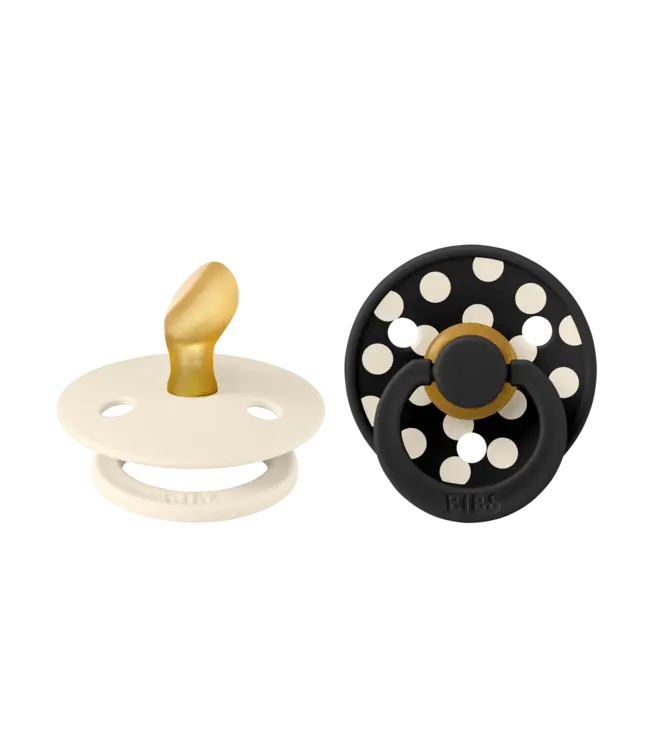 BIBS Pacifier Studio Colour 2 pack Polka Latex Anatomical Ivory/Black