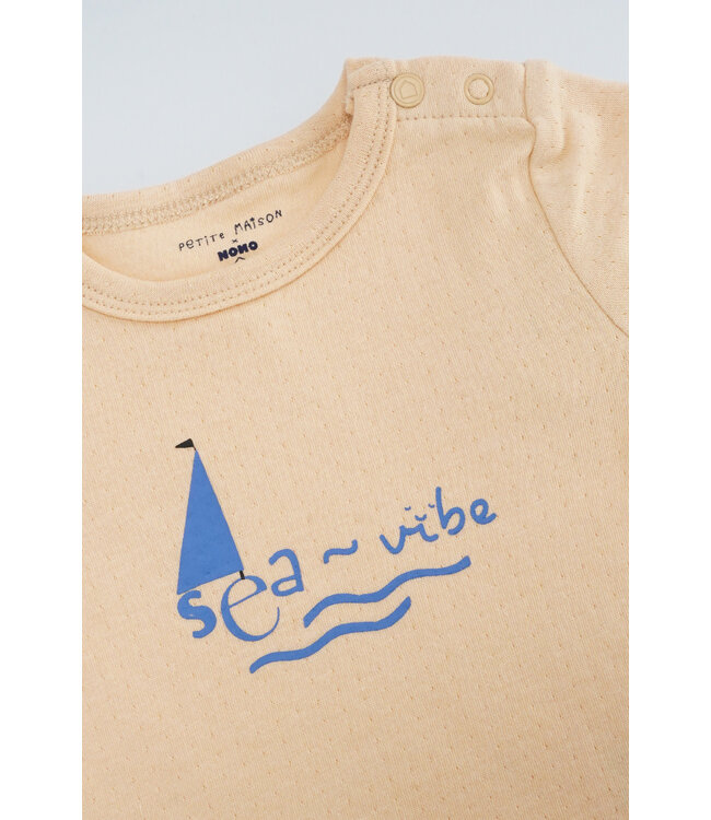 Petite Maison Kai  tshirt  E000-7403 chest print honey peach