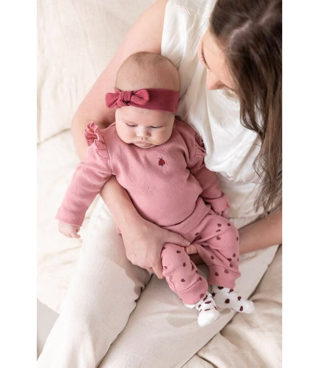 Feetje 52202482 Broek ajour rib AOP - Ladybug Roze