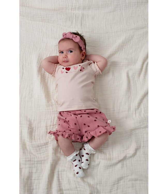 Feetje 52100458 Short ajour rib AOP - Ladybug Roze