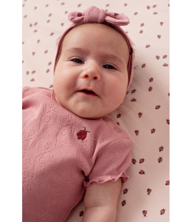 Feetje 53100722 Haarband ajour rib AOP - Ladybug Roze