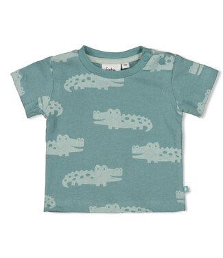 Feetje 51701016 T-shirt AOP - You Croc my World Zeegroen