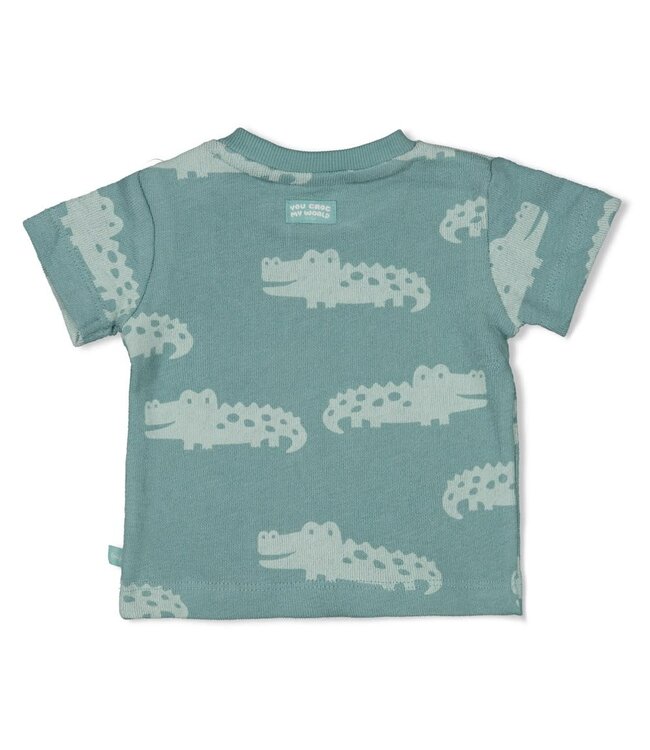 Feetje 51701016 T-shirt AOP - You Croc my World Zeegroen