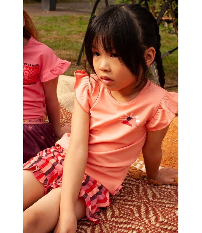 Jubel 92100151 Short streep seersucker - Salsa Sunset Zalm