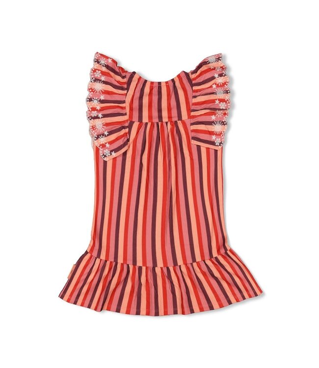 Jubel 91400424 Jurk streep seersucker - Salsa Sunset Zalm