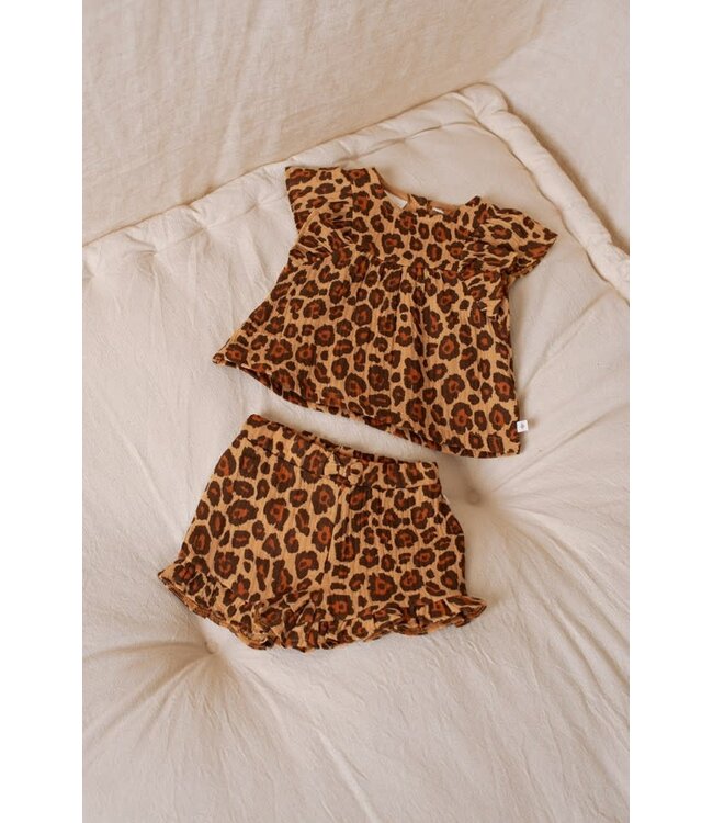 Feetje 52700045 Top + short mousseline AOP - Summer Woven Camel