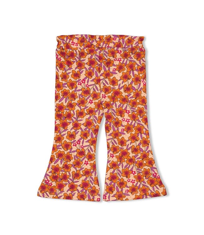 Feetje 52202522 Flare broek AOP - Love Peace Aloha Perzik