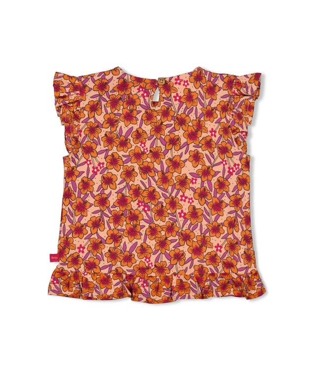 Feetje 51701013 T-shirt AOP - Love Peace Aloha Perzik