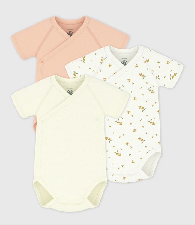 Petit Bateau 3 overslag ROMPERTJES korte mouw A0FAK