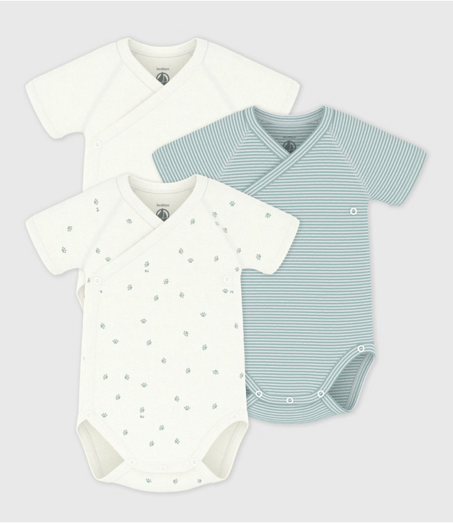 Petit Bateau 3katoenen babyoverslagrompertjes  korte mouw - a0FAG