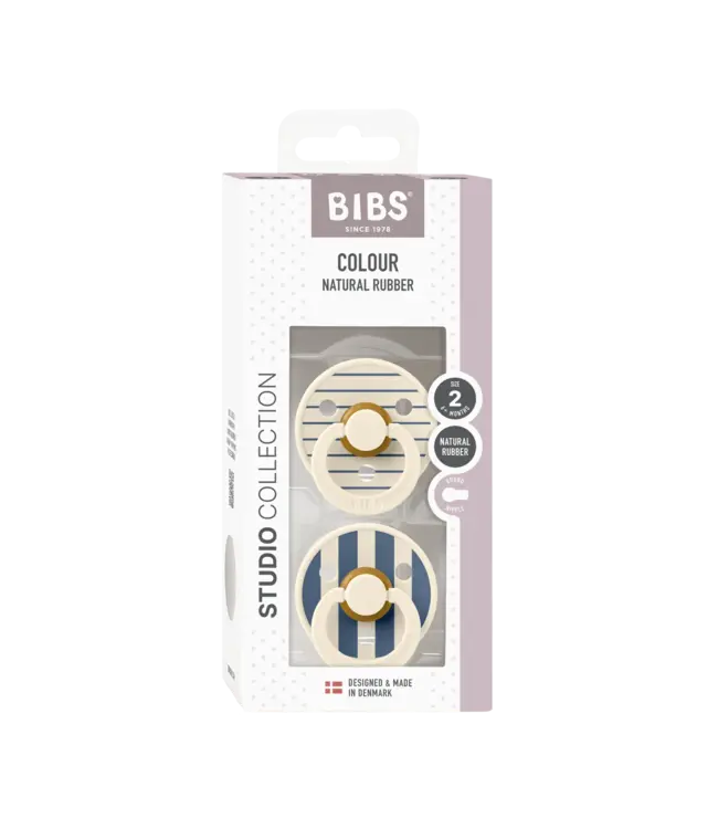 BIBS Studio Colour Pin 2 Pack Ivory Steel Blue Mix